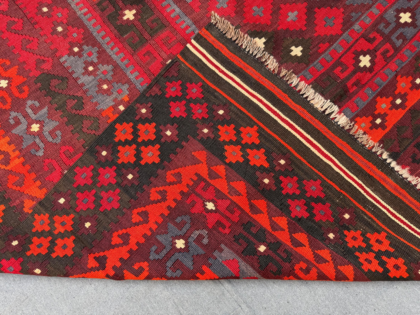 Handmade Vintage Kilim Rug 8x12 Large Turkish Oriental Carpet Bohemian Tribal Wool Flatweave,Vintage Red and Black Kilim Rug,Afghan kilim