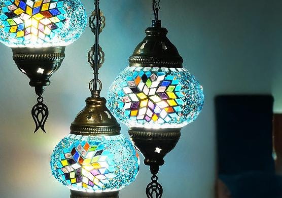 Turkish Mosaic Chandelier,Moroccan Style Blue turquoise Mosaic Lamp,Handmade Turkish Mosaic Pendant Lamp,Colorful Mosaic Ceiling Light.