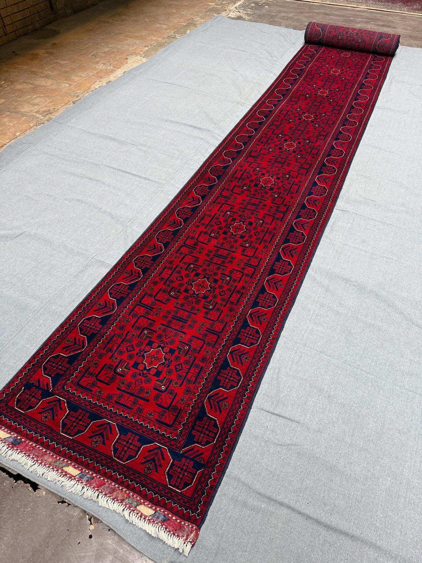 Handmade 3x 23  Afghan Runner Rug | Extra Long Red runner rug,Long Tribal Hallway Rug,Vintage Red Long Runner Rug,Extra Long Vintage Carpet.