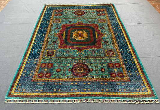 Handmade Modern Turkish Mamluk Rug,Unique Turkish Oriental Rug,5x8 One of kind living room rug,Modern living room rug,Modern bedroom rug