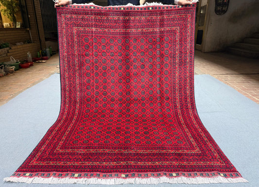 Authentic Hand-Knotted Wool Rug,Artisan Oriental Wool Rug,Afghan Oriental Area rug,Traditional Geometric Wool Carpet, 4x6 ft,4x6 bedroom rug