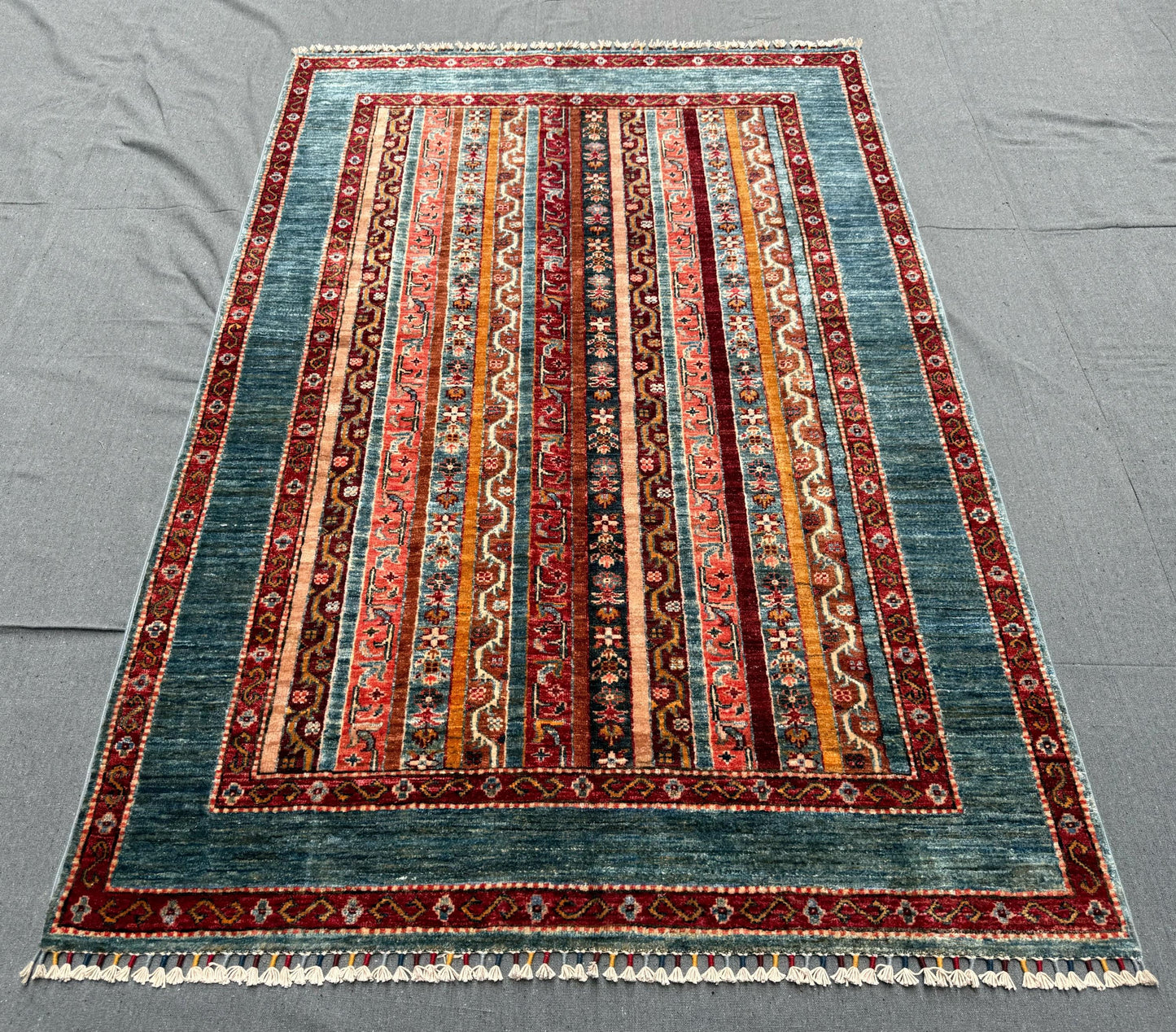 Handmade Striped Oriental Rug – Vibrant Wool Carpet with Unique Design,Modern Meets Traditional – Handmade Striped Wool Rug,Living room rug.