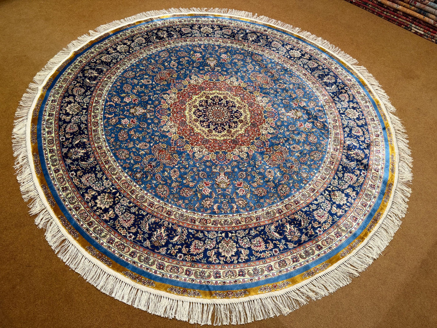 Round Handmade Real Silk Rug,Original Silk Living room rug,Luxurious Oriental Design,Art Oriental Round Real Silk Rug,Persian Style Luxury