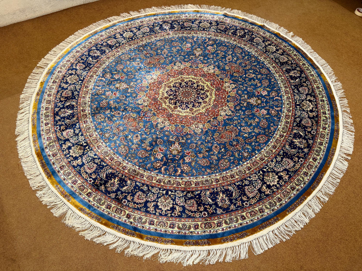 Round Handmade Real Silk Rug,Original Silk Living room rug,Luxurious Oriental Design,Art Oriental Round Real Silk Rug,Persian Style Luxury