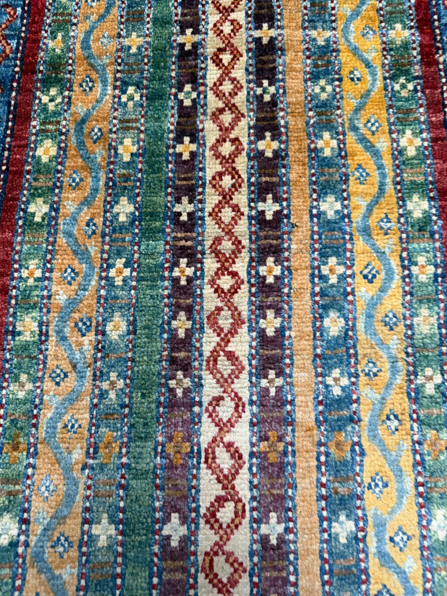 Handmade Turkish Shawl Rug Runner (1.9 x 4.11 ft ) - Vibrant Striped Design, Perfect for Hallways, Entryways, and Compact Spaces