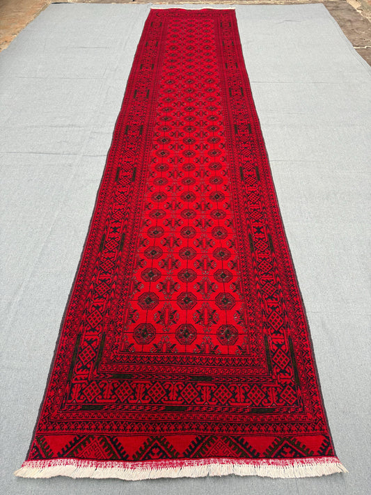 Handmade Red Runner Rug 3x13|Oriental Long Hallway Carpet | Bohemian Turkish Runner |Vintage Hallway Rug|Boho Chic Home Decor,Runner Rug.