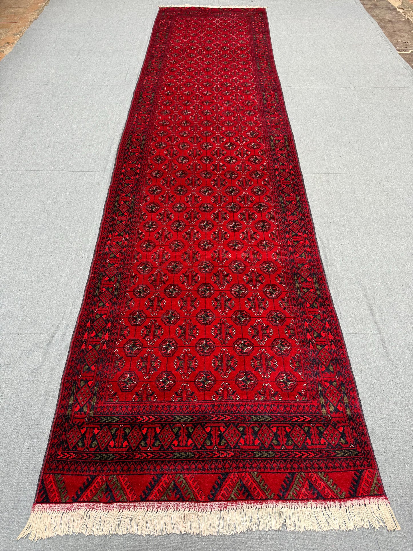 Authentic Red 3x12 Handmade Oriental Runner Rug – Perfect for Long Spaces,Red 3x12 Narrow Rug – Handmade Wool Carpet Runner for Hallways.