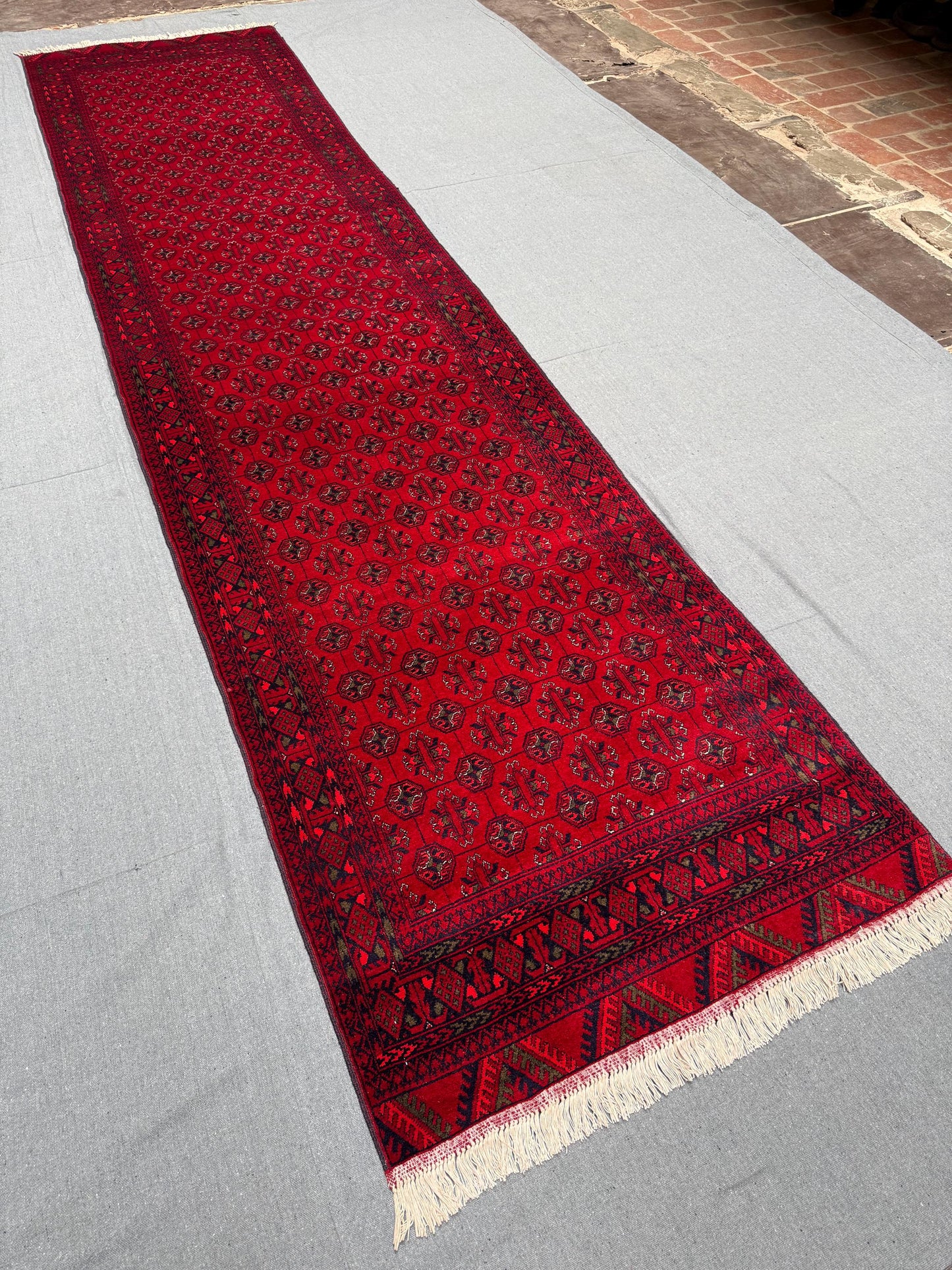 Authentic Red 3x12 Handmade Oriental Runner Rug – Perfect for Long Spaces,Red 3x12 Narrow Rug – Handmade Wool Carpet Runner for Hallways.