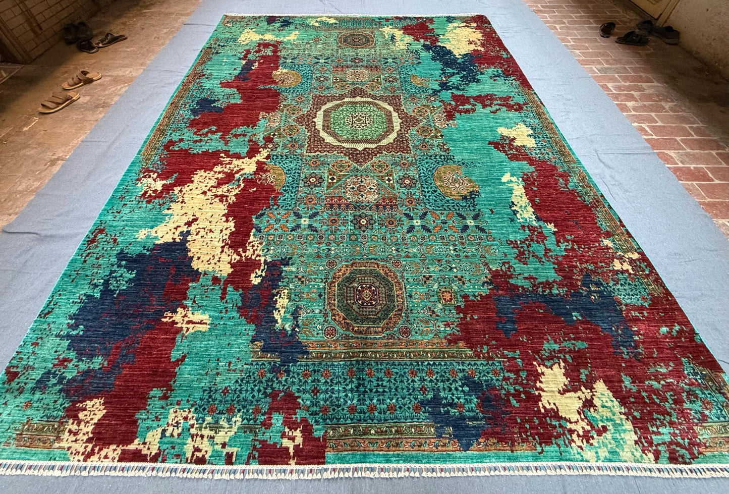 Handmade Large 9x12 Modern Mamluk Rug -Wool on Silk Area Carpet,Modern Oriental Design,Luxury Wool Silk Blend,One of kind 9x12 Oriental Rug