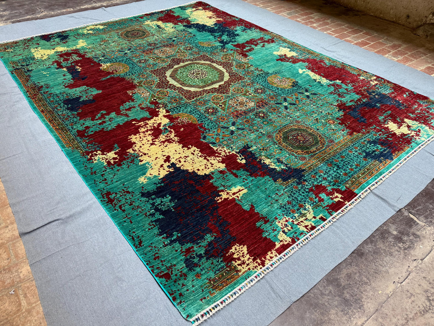 Handmade Large 9x12 Modern Mamluk Rug -Wool on Silk Area Carpet,Modern Oriental Design,Luxury Wool Silk Blend,One of kind 9x12 Oriental Rug