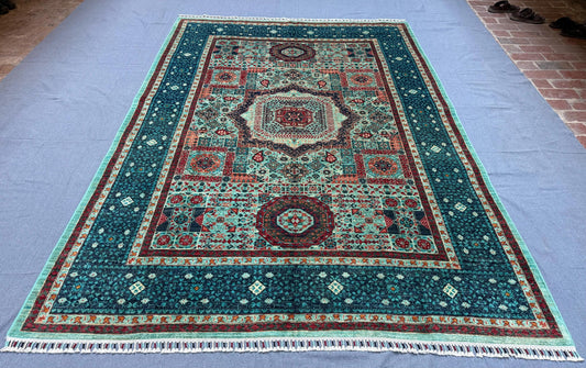 7x9 Unique Handwoven Oriental Rug - Vibrant Colors and Classic Patterns,Large Handmade Oriental Wool Rug - Exquisite Artisan Craftsmanship.