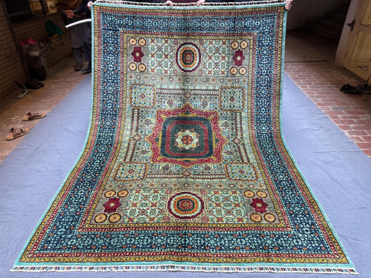 Handmade 7x10 Multicolor Oriental Rug,One of kind Colorful Oriental Wool Rug,Large Multicolor Oriental Rug,7x10 living room rug,Turkish rug