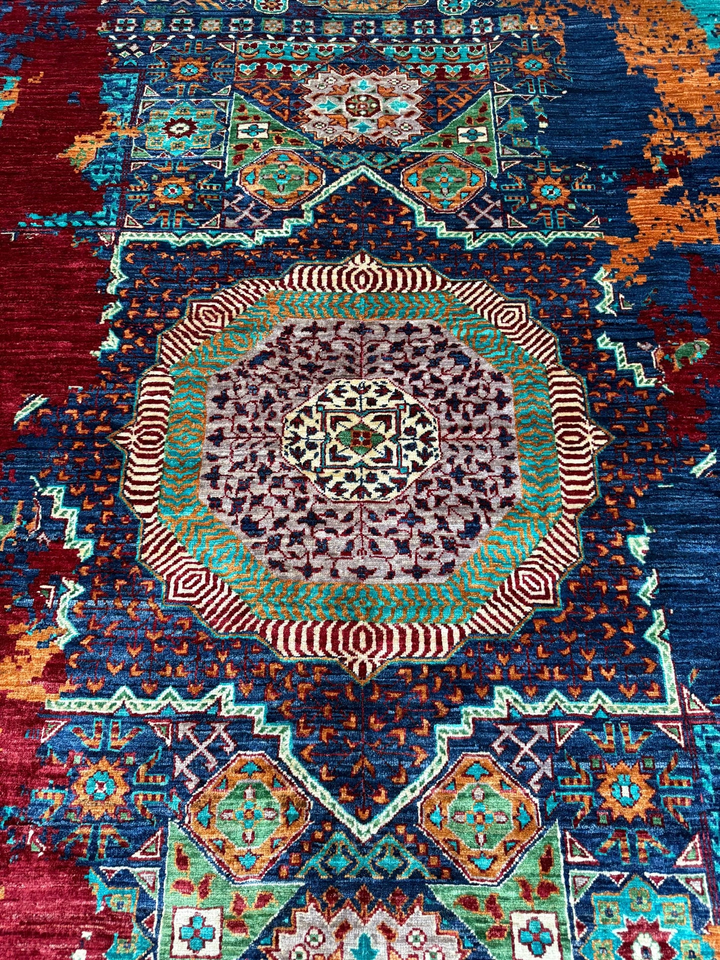 Handmade 7x10 Modern Multicolor Colorful Living room rug,Handwoven Wool on Silk Oriental Mamluk Rug,Designer one of kind Dining room rug