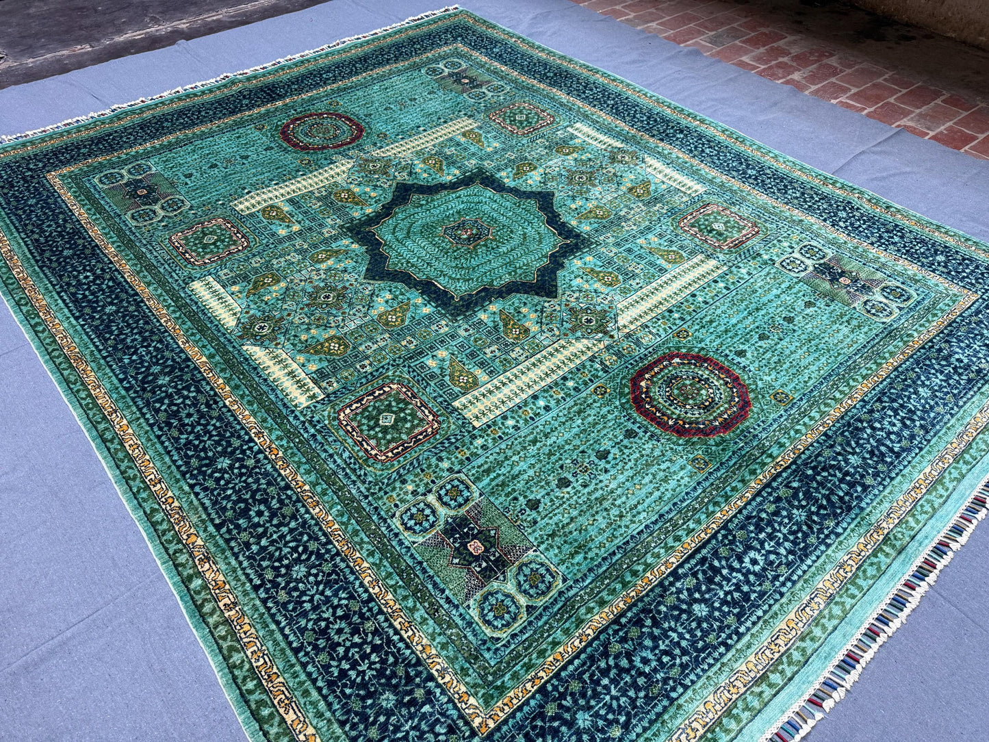 8x10 Handwoven Oriental Rug - Vibrant Modern color Wool Design,Elegant 8x10 Handmade Oriental Rug,Handcrafted Wool Carpet for Living.