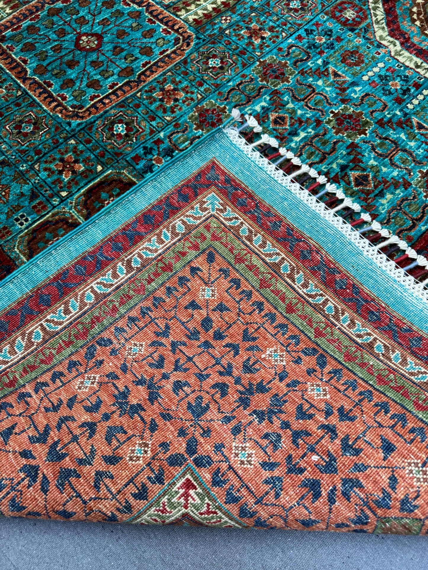 Handcrafted 8x10 Mamluk Oriental Rug,Turkish Blue living room rug,One of kind Large area rug,Afghan-Persian Inspired area rug.Bedroom rug.