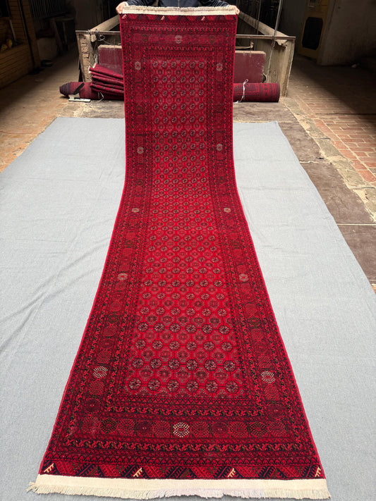 Traditional Handmade Red Runner Rug - Wool Area Carpet,Perfect for Hallways or Entryways,Oriental Wool Hallway Carpet,Afghan Red Runner rug