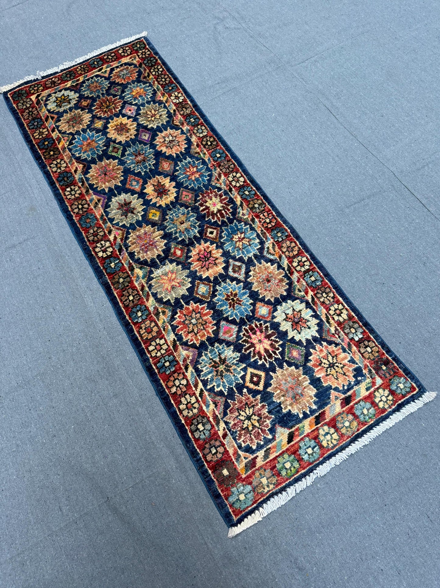 Handmade Chobi Wool Runner Rug - Floral Medallion Design, 1.8 x 4.10 ft - Vintage Handwoven Turkish Carpet - Oriental Hallway & Entryway Rug