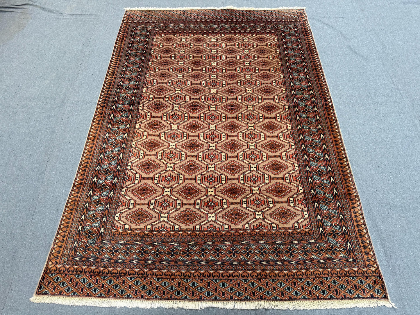 Handmade Baluchi Wool Rug 4.1 x 6.1 ft - Traditional Persian Tribal Carpet - Vintage Brown & Beige Hand-Knotted Oriental Wool Area Rug