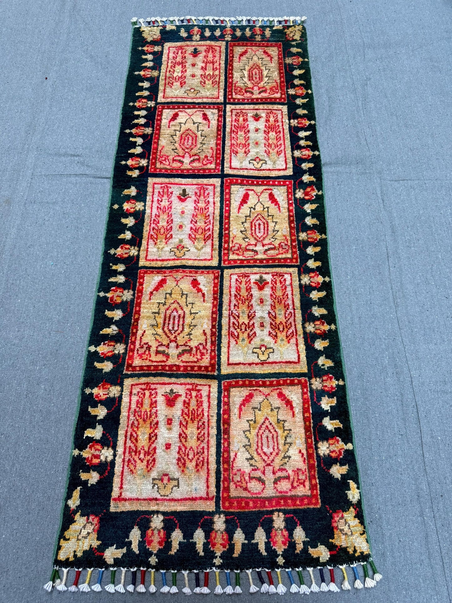 Handmade Bakhtiari Wool Runner Rug 1.9 x 4.10 ft - Persian Tribal Carpet - Vintage Floral Area Rug - Traditional Handmade Hallway Runner