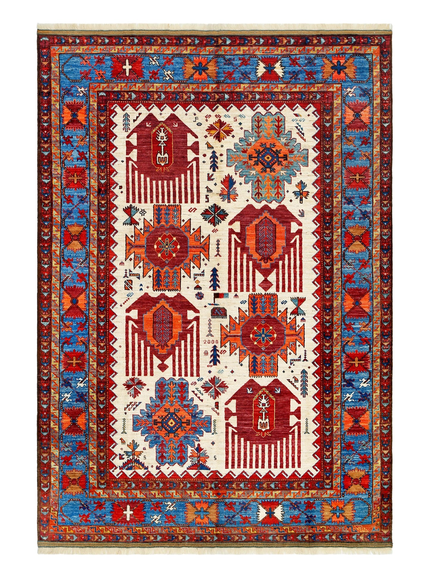 Vibrant Turkish Oriental 7x10 Living room rug,Anatolian Authentic Handwoven Oriental Rug for Living Room, Bohemian & Rustic Home Decor