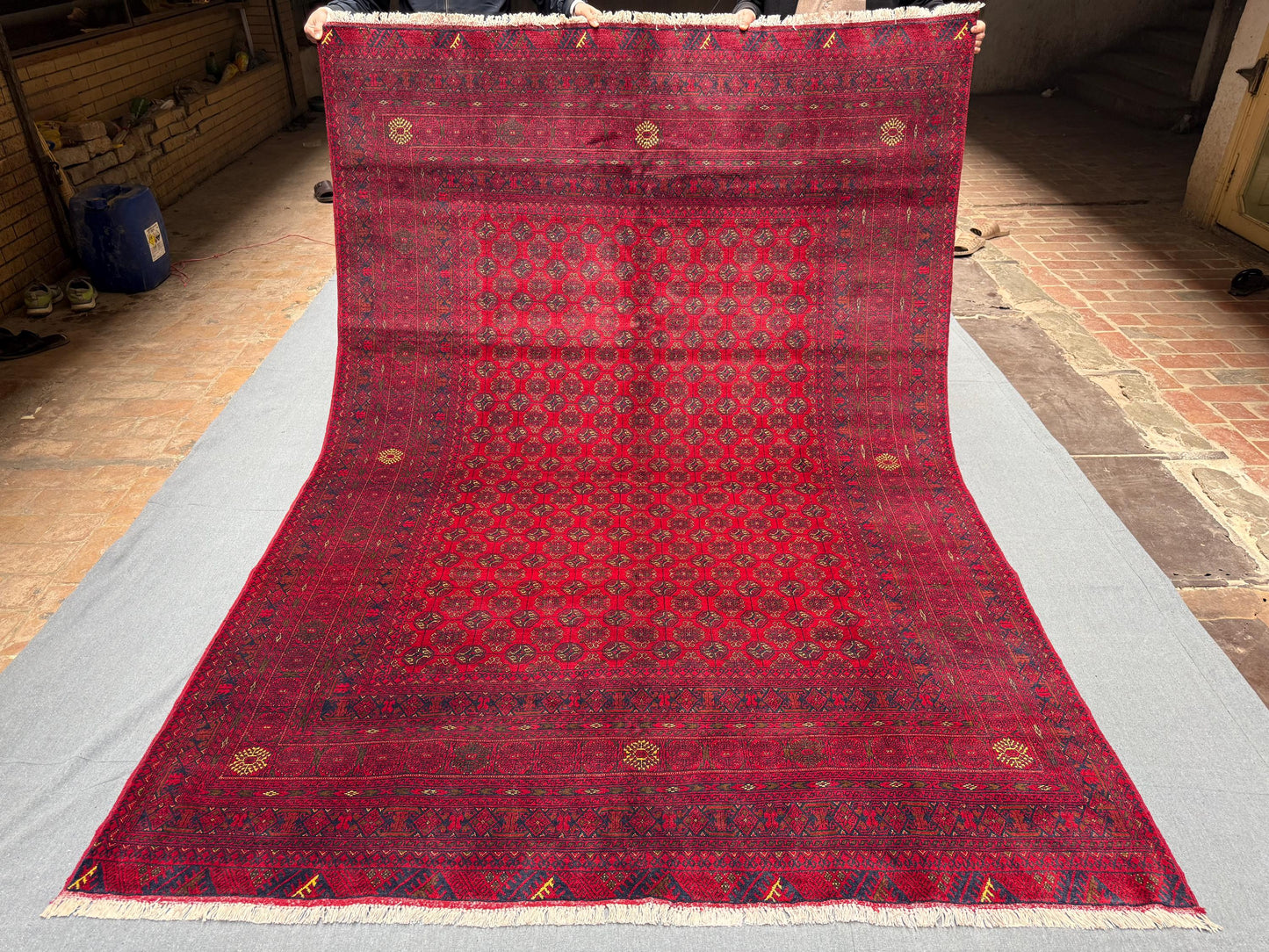 7x10 Handwoven Oriental Rug,Large Nomadic Afghan Turkmen Red Area rug.7x10,6x9 living room rug,Traditional Handmade 7x10 Rug.Bedroom Rug