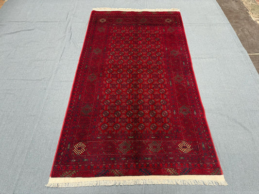 Handmade Red Wool Rug - Vibrant Oriental Area Carpet,Traditional Handmade Rug - Red Wool Carpet for Small Spaces,Handwoven Red Oriental Rug.