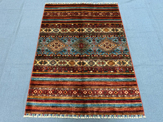 Handmade Multicolor Colorful area Rug –Vintage-Style Rug,Traditional Handmade Oriental Area Rug – Vibrant Persian Style,3x4 living room rug.