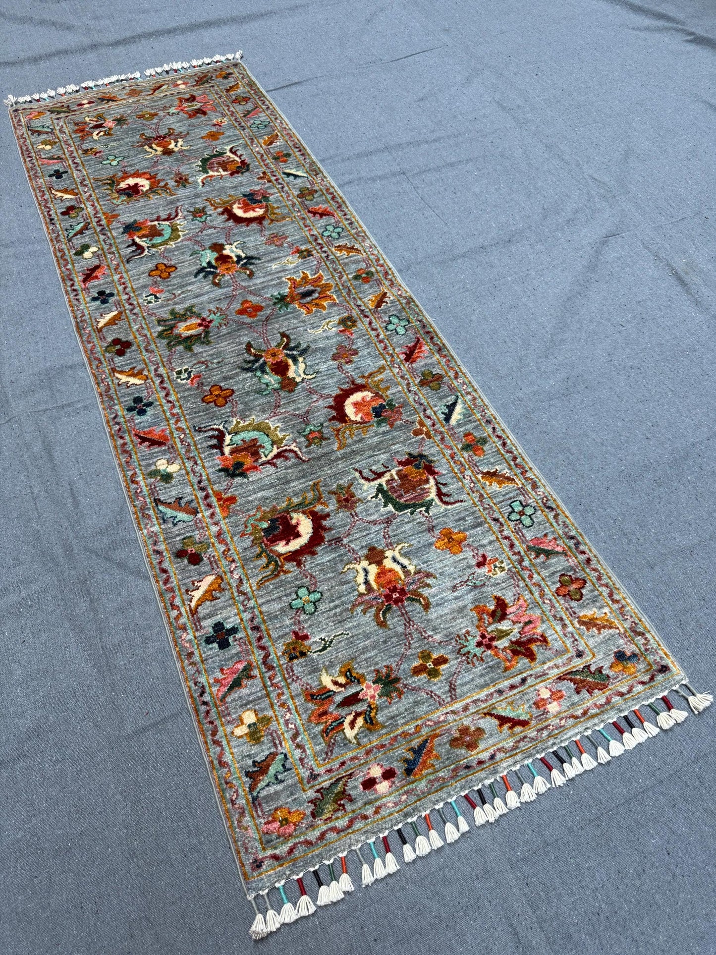 Vintage-Style  Handmade Afghan Turkish Sultani Runner Rug,Luxury Handmade Floral Runner,Runner rug for hallway,6 ft runner rug