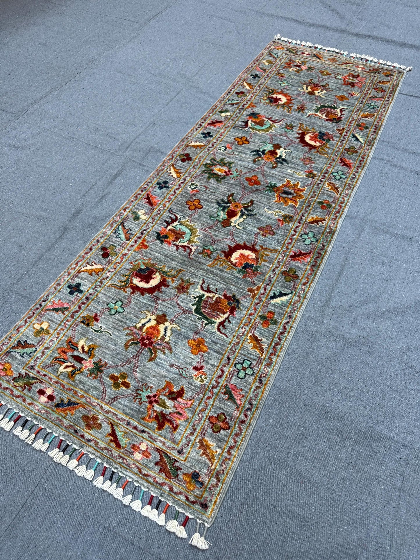 Vintage-Style  Handmade Afghan Turkish Sultani Runner Rug,Luxury Handmade Floral Runner,Runner rug for hallway,6 ft runner rug