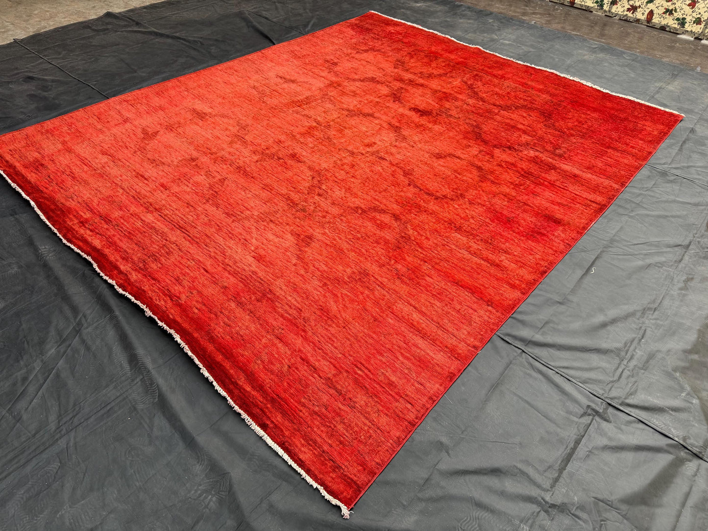 Handmade Red Overdyed Vintage Rug,Turkish Handmade Overdyed  Rugs,Turkish Vintage Overdyed Rug,One-of-a-Kind Red Rug,7x10 living room rug