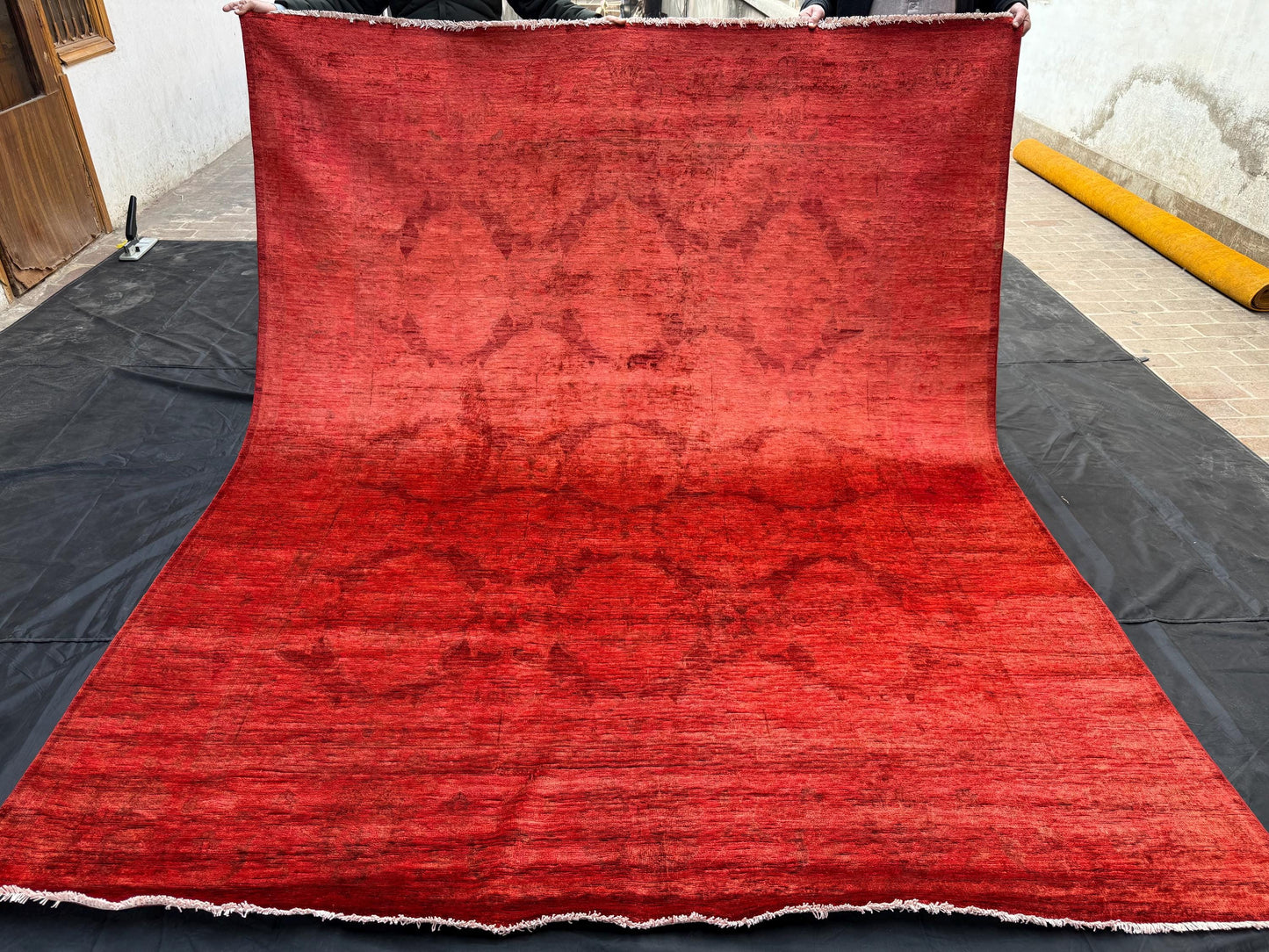 Handmade Red Overdyed Vintage Rug,Turkish Handmade Overdyed  Rugs,Turkish Vintage Overdyed Rug,One-of-a-Kind Red Rug,7x10 living room rug