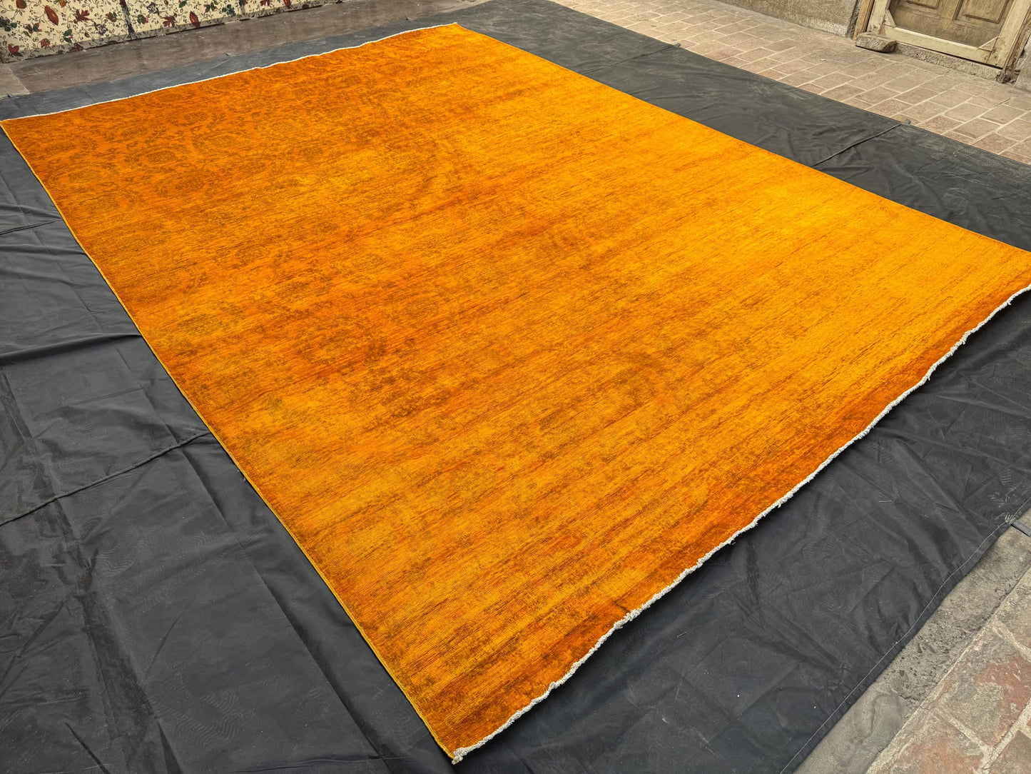 Handmade 8x12 Orange Overdyed Rug,Large Overdyed Rug,8x12 Overdyed Rug for Modern Homes,One-of-a-Kind Handmade Rug 8x12,Living room rug