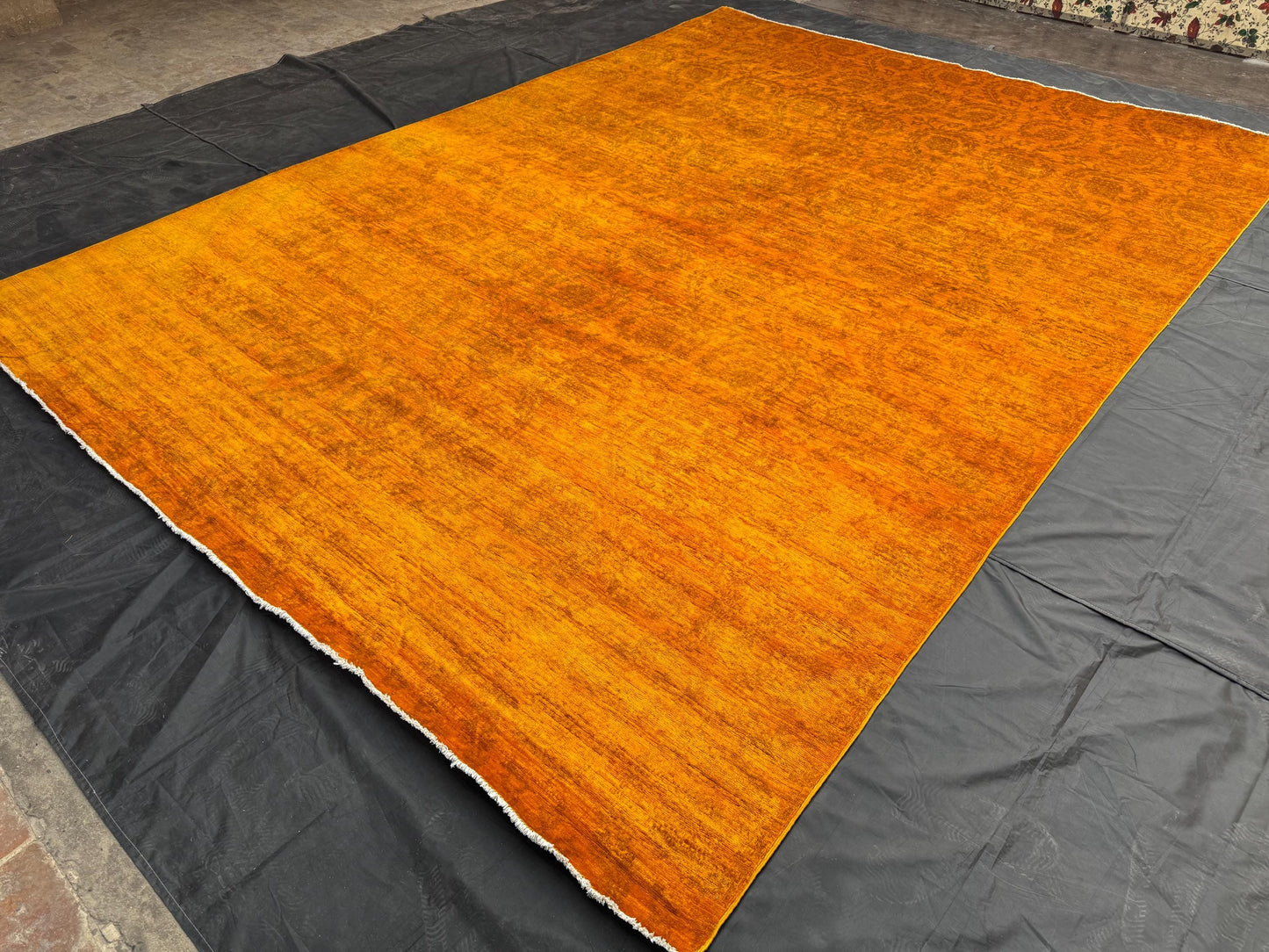 Handmade 8x12 Orange Overdyed Rug,Large Overdyed Rug,8x12 Overdyed Rug for Modern Homes,One-of-a-Kind Handmade Rug 8x12,Living room rug