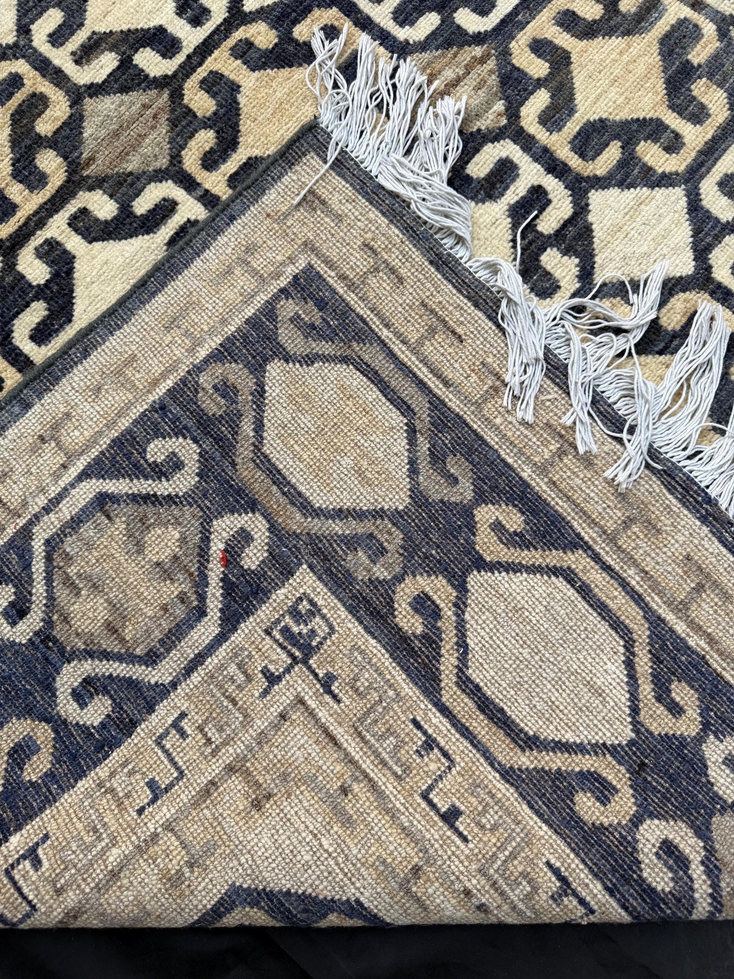 Large Handmade Turkish Oushak Rug,Black and Beige Oushak Rug,Vintage-Style Handmade Oushak Rug,Neutral Toned Oushak Rug,Neutral Oushak Rug