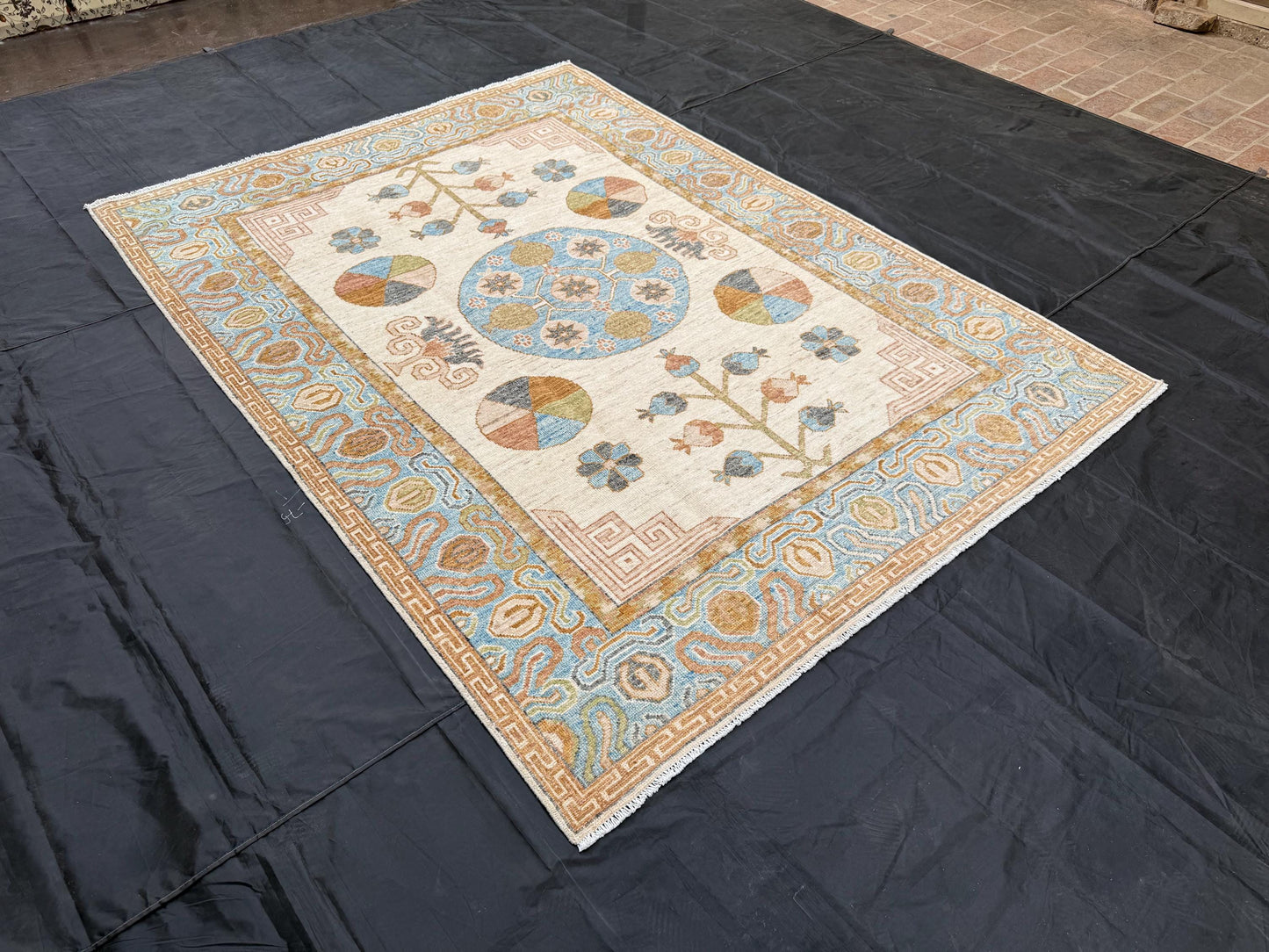 Modern Colors One Of a Kind Oriental Rug,Turkish Large Oushak Neutral Handmade Rug,Pastel Handmade Rug,Soft Blue and Beige Rug,Designer Rug