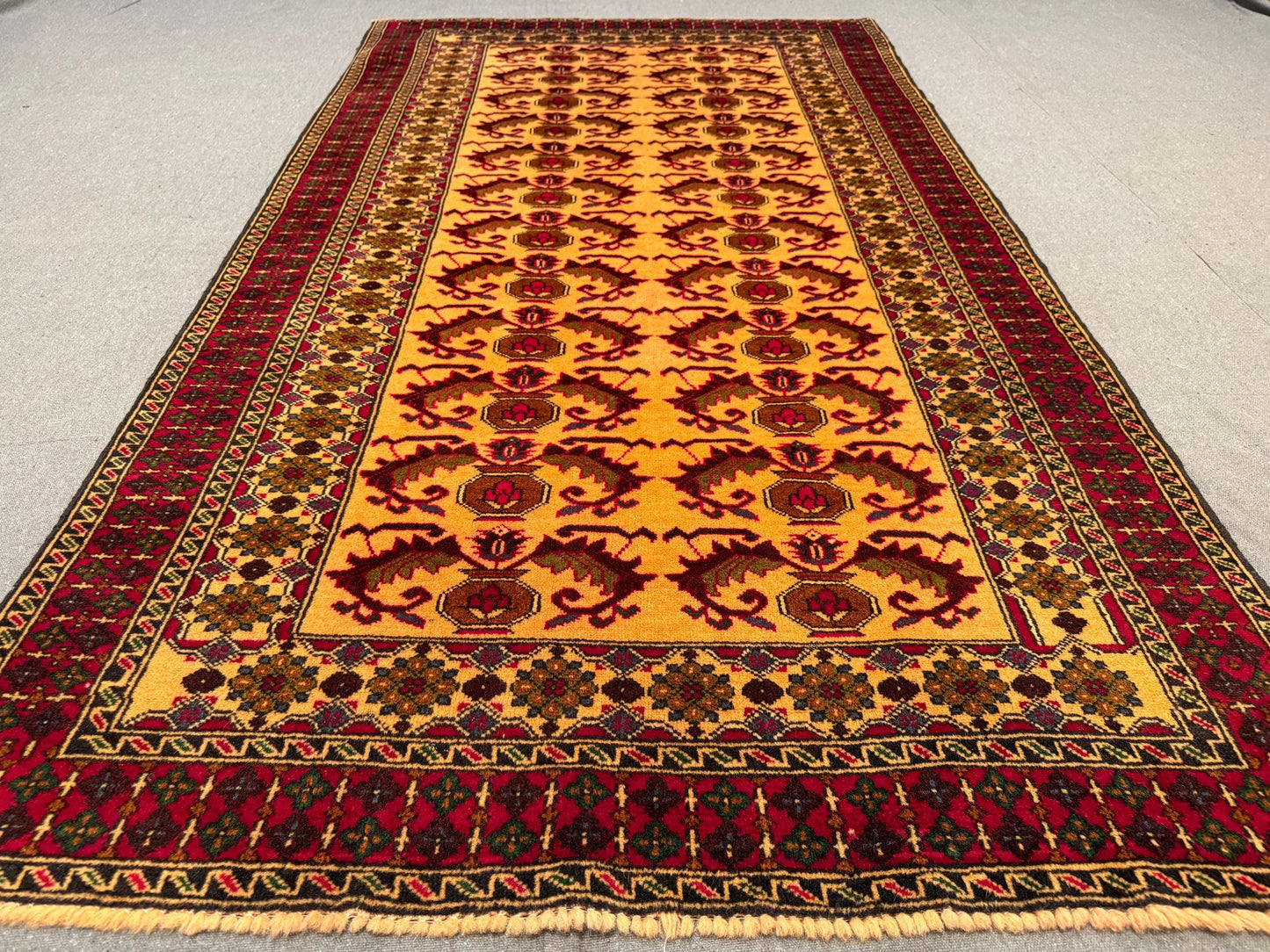 Handmade Baluchi Rug 3.6 x 6.4 ft Vintage Tribal Wool Carpet Persian Nomadic Area Rug Bohemian Oriental Rug Rustic Afghan Runner