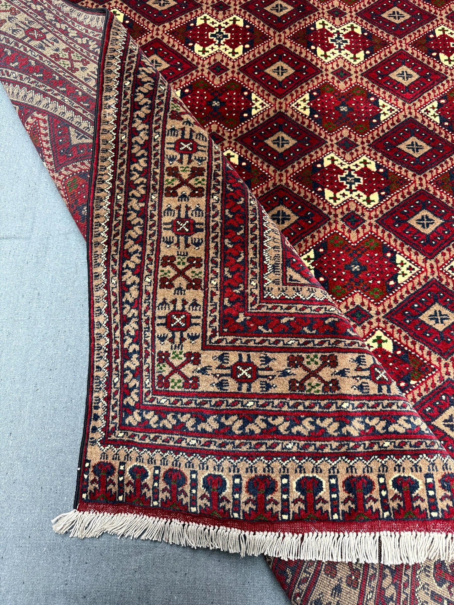 Handmade Oriental Vintage Afghan Rug 5x7 Traditional Turkish Wool Carpet Red and Beige Geometric Area Rug, Afghan Turkish Carpet