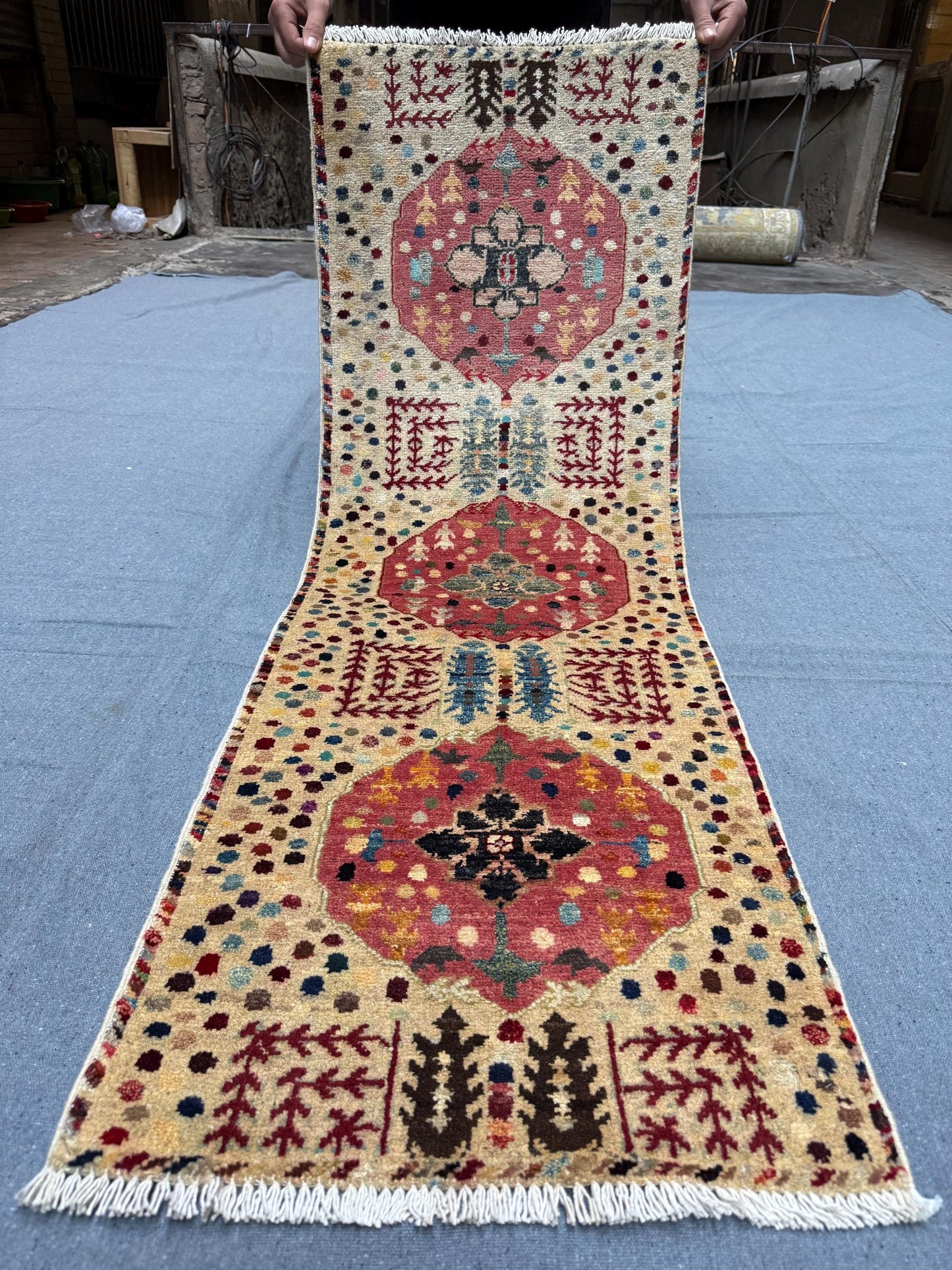 Handmade Chobi Rug Runner - 1.8 x 4.10 ft (50 x 148 cm) - Vibrant Geometric Design, Perfect for Hallways or Small Spaces