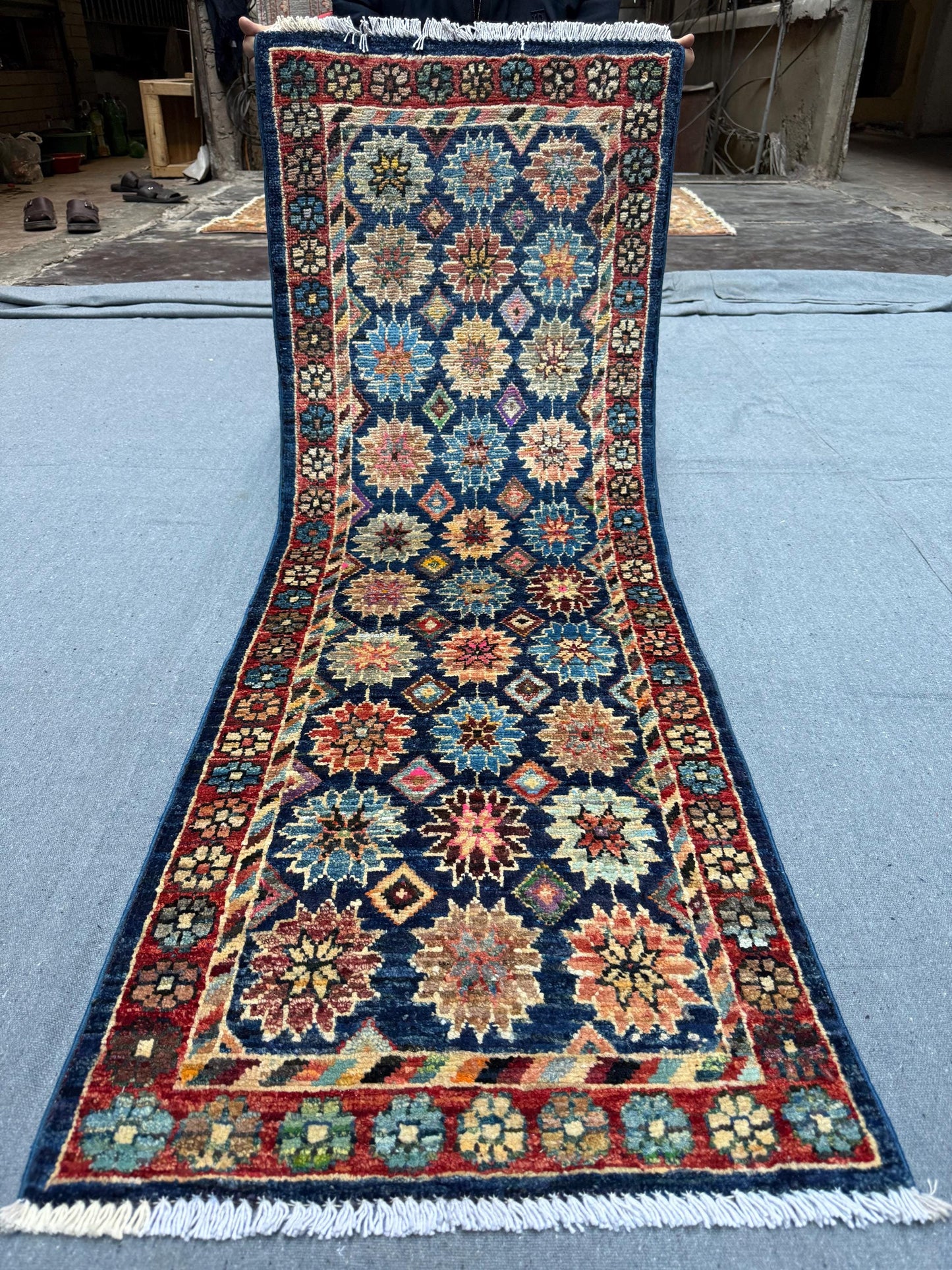 Handmade Chobi Wool Runner Rug - Floral Medallion Design, 1.8 x 4.10 ft - Vintage Handwoven Turkish Carpet - Oriental Hallway & Entryway Rug