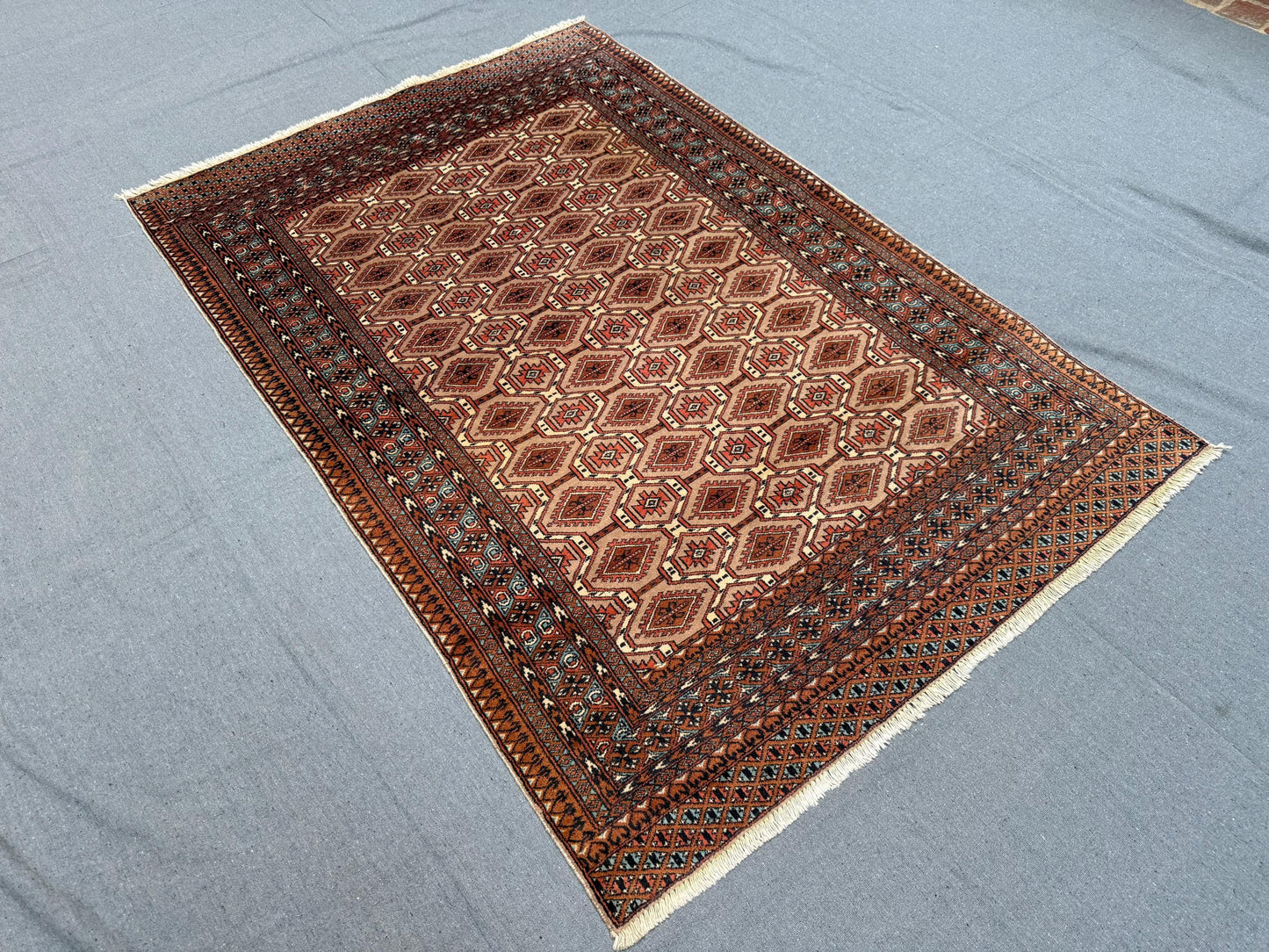 Handmade Baluchi Wool Rug 4.1 x 6.1 ft - Traditional Persian Tribal Carpet - Vintage Brown & Beige Hand-Knotted Oriental Wool Area Rug