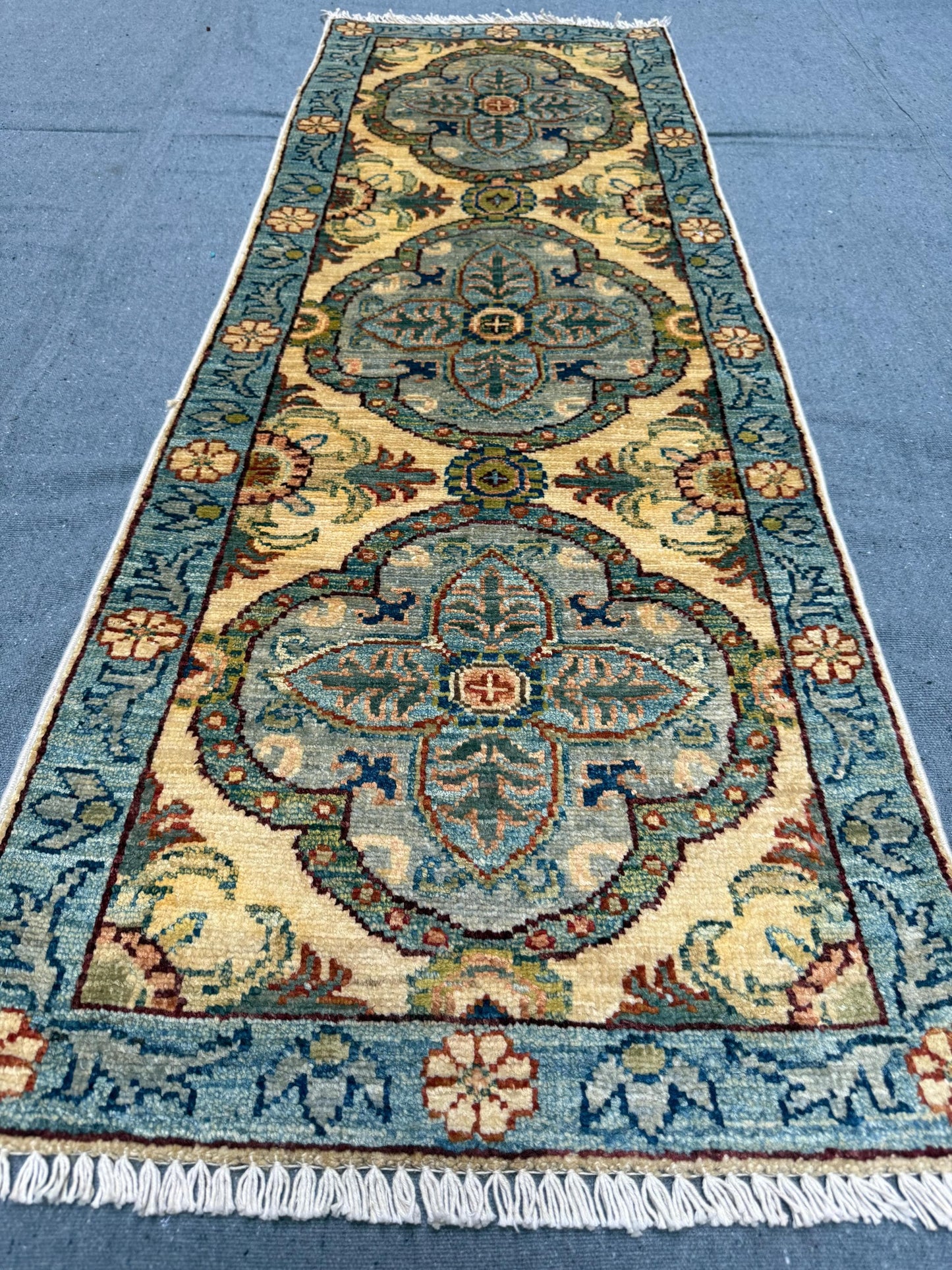 Handmade Chobi Wool Runner Rug 1.7 x 4.9 ft - Floral Medallion Design - Traditional Handwoven Afghan Hallway Rug - Soft Wool Carpet