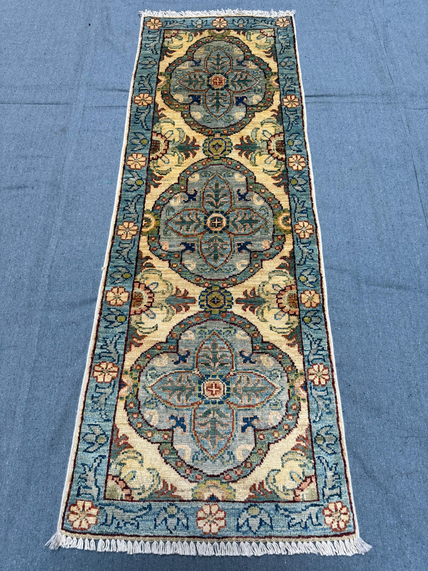 Handmade Chobi Wool Runner Rug 1.7 x 4.9 ft - Floral Medallion Design - Traditional Handwoven Afghan Hallway Rug - Soft Wool Carpet