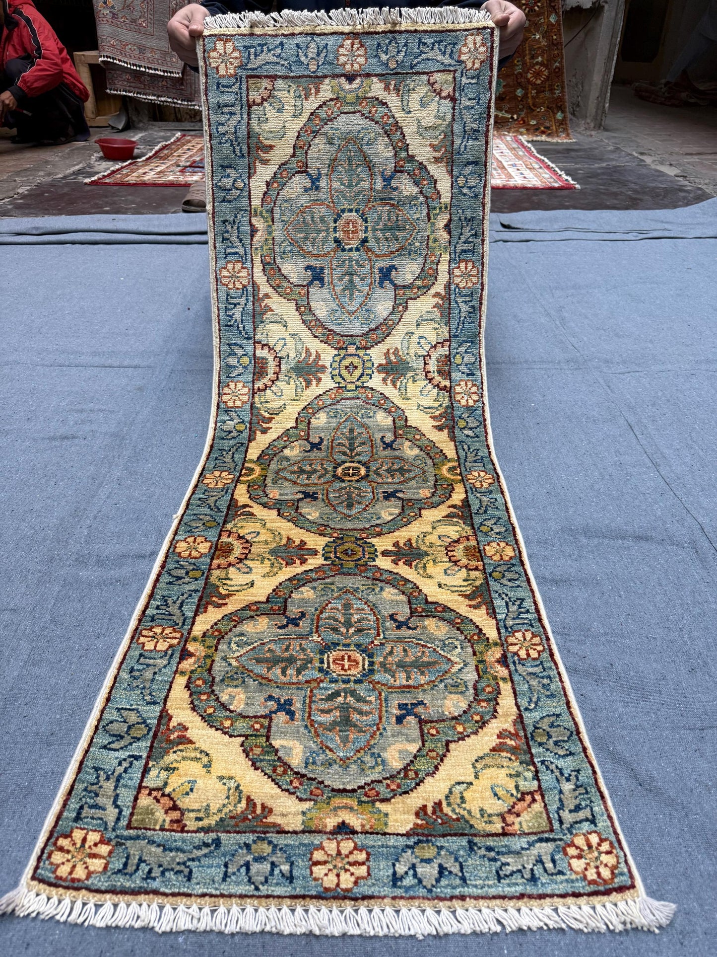 Handmade Chobi Wool Runner Rug 1.7 x 4.9 ft - Floral Medallion Design - Traditional Handwoven Afghan Hallway Rug - Soft Wool Carpet