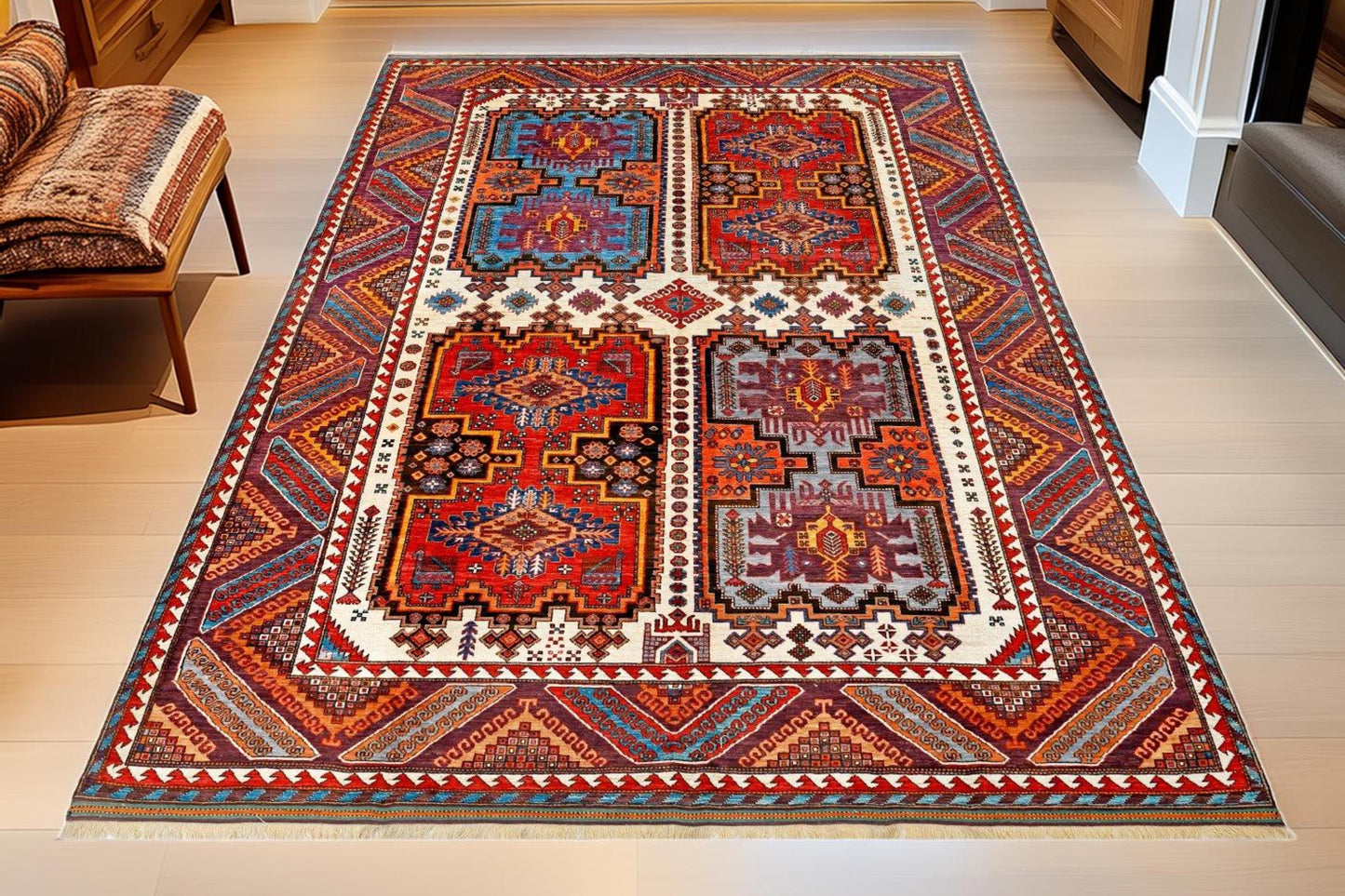 Handmade 12x15 ft Area Rug-Extra Large Vintage Tribal Wool and silk living room rug,Palace size area rug,Extra large living room rug.