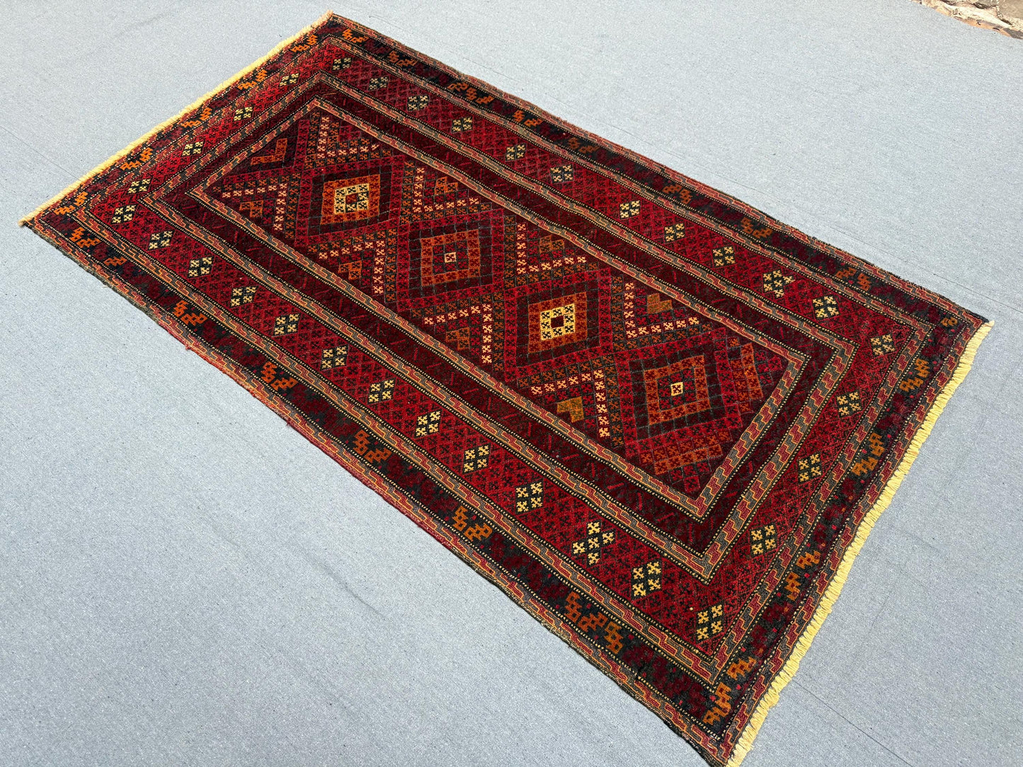 Handwoven Anatolian Turkish Rug 3.4x6 ft | Vintage Geometric Wool Carpet | Tribal Nomadic Rug,Nomadic Design living room rug,3x6 bedroom rug